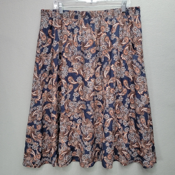 Hill Skirts Hill Paisley Pull On Midi Skirt Size Xl Poshmark